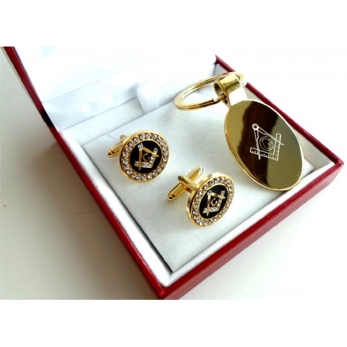 Freemasons Masonic 24k Gold Clad Keyring and Cufflinks Freemasons Masonic 24k Gold Clad Keyring and Cufflinks